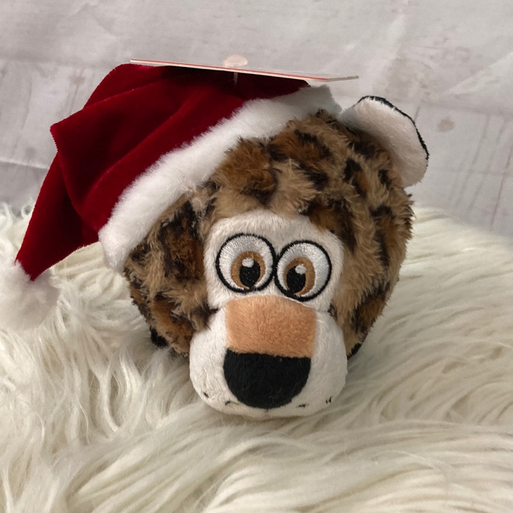 Pet Factory Holiday Squeaky Leopard Dog Toy Ball